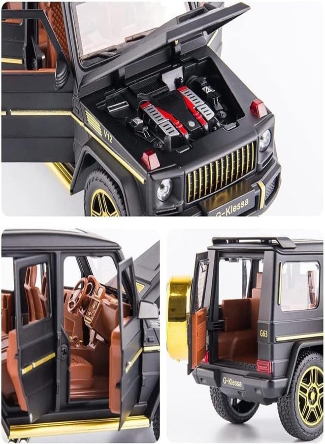 AHBHT Kids Model 1:32 G Wagon Police Die Cast Metal Car Pull Back Action Opening Doors with Realistic Engine Sound Lights Toy Car Gift for Boys - Black - Image 3